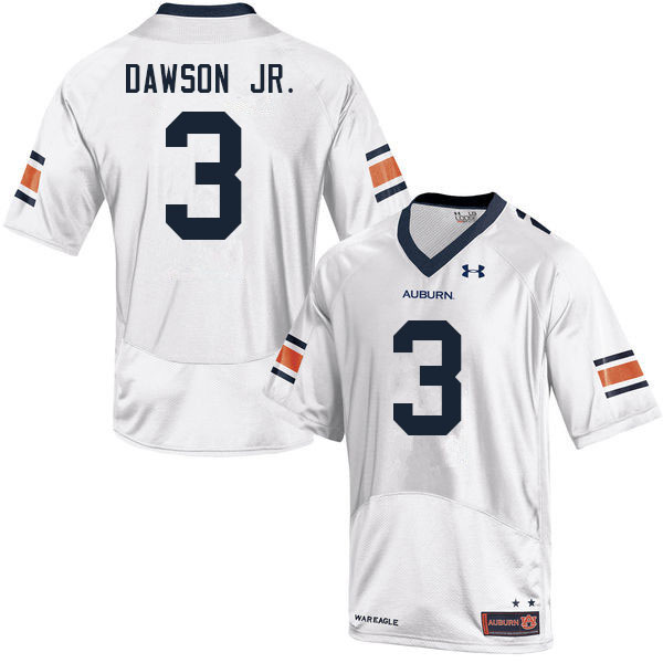 Auburn Tigers Men's Tar'Varish Dawson Jr. #3 White Under Armour Stitched College 2021 NCAA Authentic Football Jersey UPH6074RV